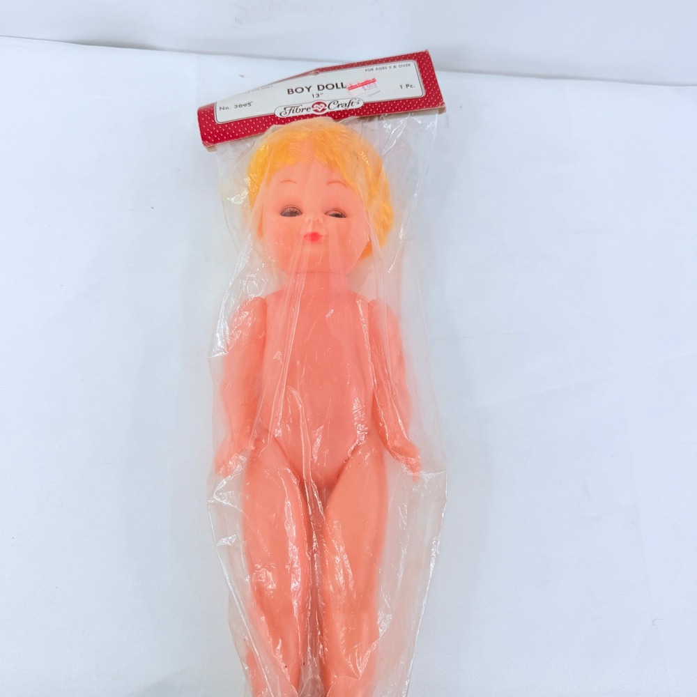 Vintage Fibre-Craft Boy Doll 13 Inch Blonde Hair No. 3695 New in Package